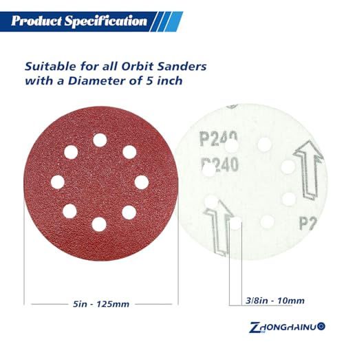 200Pcs 5 Inch Sanding Discs Hook and Loop Orbital Sander Pads 40-1000 Grit - style: Mix Grit 200Pcs