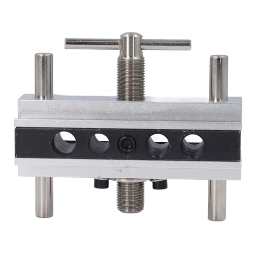 Self Centering Doweling Jig Kit Metric Adjustable Width Drilling Wth 6 Bushings Drill Jig For Straight Holes Biscuit Joiner Set (Silver) - size: Silver