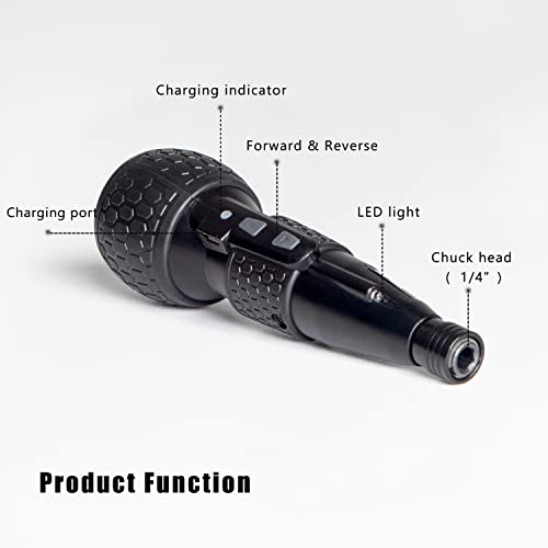 3.6V Cordless Electric Screwdriver USB-C Rechargeable LED Kit BLK - color: Black