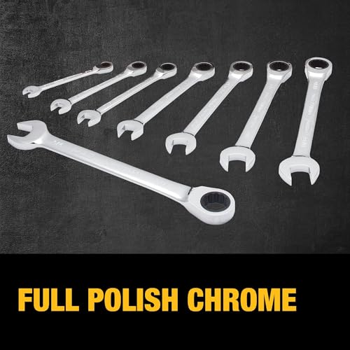 DEWALT Tough Box 8 PC SAE Ratcheting Combination Wrench Set - style: SAE