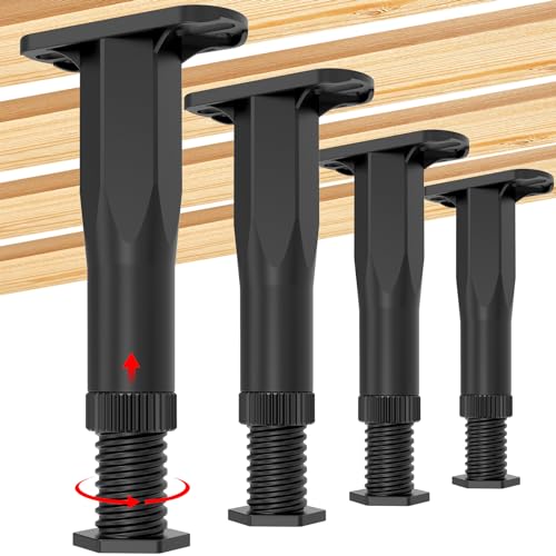 4PCS Adjustable Bed Frame Support Legs (5.1"-8.3"),Center Slats Support Leg - color: 4pcs(5.1-8.3inch)-rigid Plastic