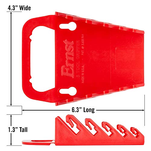 Ernst Manufacturing Gripper Wrench Organizer, 5 Tool, Red - color: Red, size: 5 Tool, style: Standard