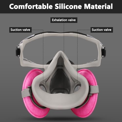 Reusable Respirator Mask with Goggles，Dust Mask with Filters for Sanding