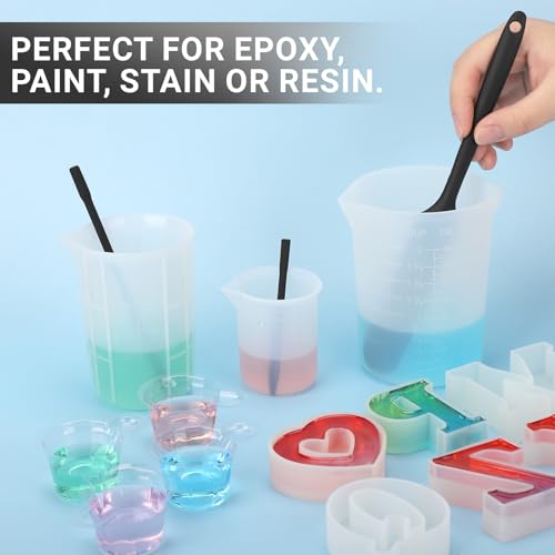 Gartful 6PCS Silicone Spatula Sticks, Non-Stick Epoxy Resin Mixing Sticks Scraper Tools, Reusable Stirring Rods for Resin, Paint, Waxing, Liquid, Arts Crafts Supplies, Facial Mask, Black - color: Black, size: Large