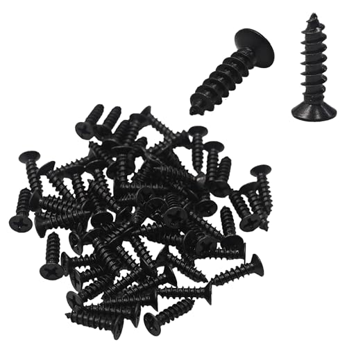 100PCS M4x16mm Black Phillips Flat Head Wood Screws Carbon Steel Self-Tapping Fasteners for Indoor Furniture Woodworking DIY Projects Cabinet Assembly Hardware - size: M4x16mm