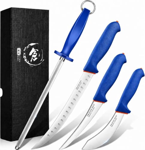 DRAGON RIOT 4-Piece Boning Butcher Knife Set 10inch, Stainless Steel - color: 4-Pcs