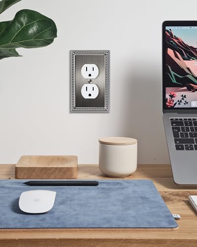 4-Pack Duplex Switch Plates and Outlet Covers, Heirloom Silver - color: Heirloom Silver, size: Single Duplex 4PK
