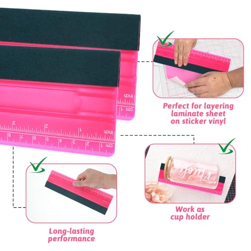 Wallpaper Smoothing Tool, Professional Vinyl Squeegee with Ruler Felt Squeegee for Vinyl Decals Sticker Paper Wallpaper Window Film Tools - size: 10inch