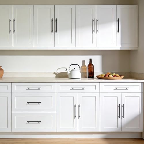 Probrico 30 Pack Stainless Steel Kitchen Cabinet Handles 8.8inch(224mm) Hole Centers,Matte Black Dresser Drawer Pulls,Euro Style Pull Handle 11.3inch Length - size: Center to Center: 8-4/5 inch