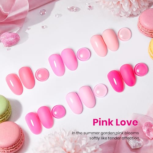 Beetles Pink Gel Nail Polish Set 6 Colors Bright Hot Light Baby Pink - color: D - Pink-06