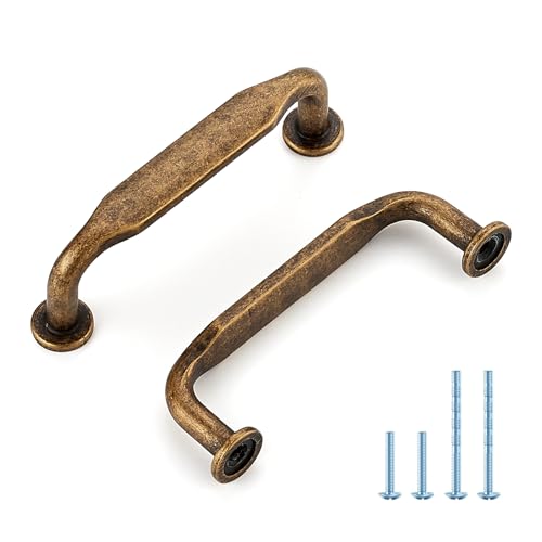 HOME EDIT Antique Brass Solid Cabinet Handles & Pulls 3 Inch 10 Pack - color: Antique Brass, size: 3 inches Hole Center
