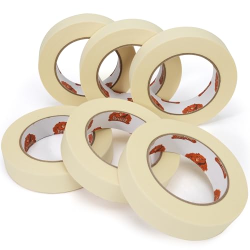 TAPEBEAR General Purpose Masking Tape Beige White 1" x 60Yards x 6Rolls - size: 1" x 60Yards x 6Rolls