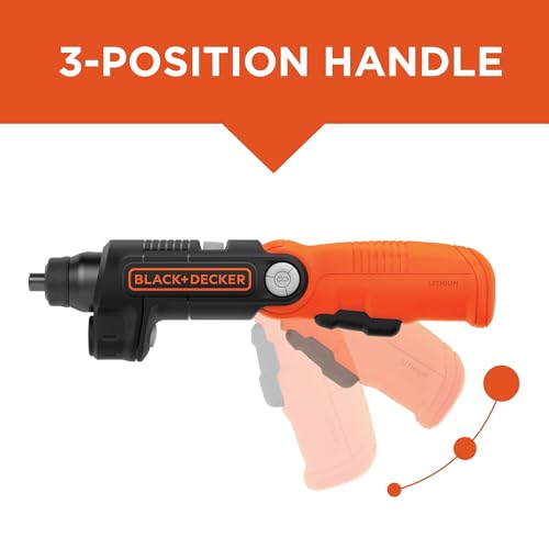 BLACK+DECKER Cordless Screwdriver with LED Light 4V MAX, Electric Screwdriver with 2 Pcs Bit Set (BDCSFL20C)