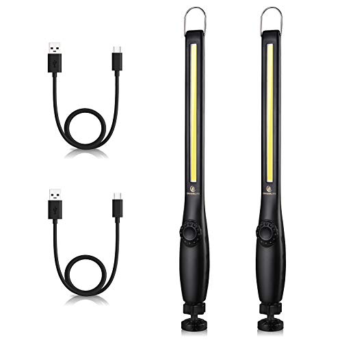 LED Work Light 800 lumens 3300mAh Rechargeable Magnetic Flashlight COB Handheld Portable Inspection Light for Car Repair Machine Garage Emergency(2 Pack) - size: 2 Pack