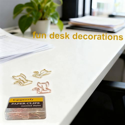 40 Pcs Metal Cat-Shaped Paper Clips Set - Cute Paperclips for Fun Office Supplies and Party Decor (Gold, Rose Gold) - style: Cats