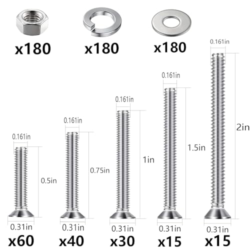 Wensilon (700 pcs)#8 Outlet Screws Kit, 304 Stainless Steel Machine Screws, Flat Head Phillips,Electrical Wall Plate Switch, Bright Finish, Fully Machine Thread - size: #8