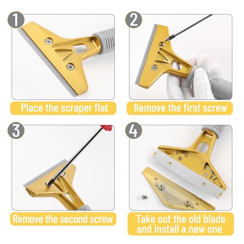 Bates- Razor Blade Scraper Set, 2 Pack, 1.5" & 4" Razor Scraper Tool with 20 Extra Carbon Steel Blades, Window Scraper Blades, Glass Scraper for Windows, Paint Scraper Blade Scraper for Cleaning