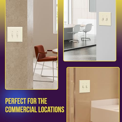 ENERLITES Oversized Double Toggle Light Switch Cover Plate, Light Almond - color: Light Almond, size: Over-Size