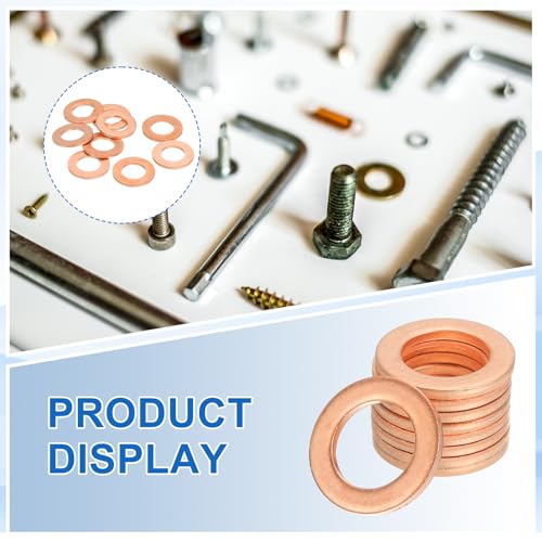MECCANIXITY 9Pcs Flat Washer, M10 Copper Washers Copper Sealing Ring Crush Washer Kit Assortment, 10mm ID, 18mm OD, 1.5mm Thick for Bolts Screws Machinery Repair - size: 10mmx18mmx1.5mm