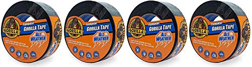 Gorilla All Weather Duct Tape, Black, 1.88" x 25 yd - UV and Temperature Resistant Waterproof Tape for Outdoor Repairs (Pack of 4) - size: 4 - Pack