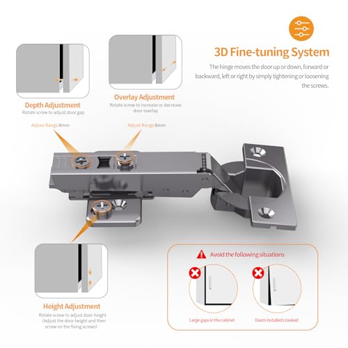 Chibery 10 Pack Frameless Full Overlay Soft Close Concealed Hinges, Black Titanium Plated, Self Closing, 105° Open Angle 3D Adjustment, Stop 85 ＆ 105 Degrees, Clip On, Stainless Steel for Cabinet Door - size: Full Overlay