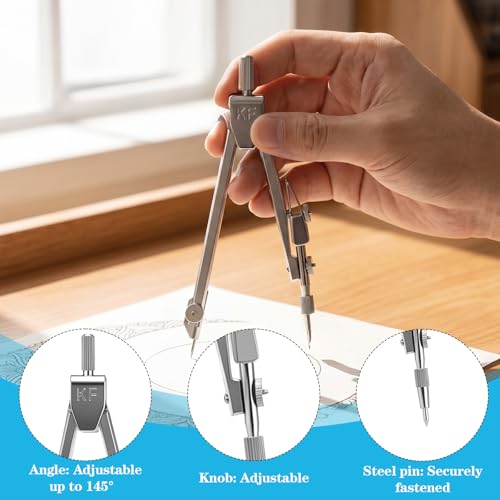 Protractor and Compass Set Plastic 12in Ruler Measuring Tool for Drafting | 2 Inch Ruler 180 Degree Protractor Measuring Tool