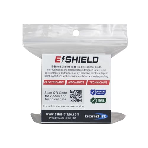 Bond It E-Shield Self-Fusing Silicone Electrical Tape, Adhesive-Free, Arc & Track Resistant Electrical Insulation Wrap, Waterproof, Heat Resistant Up to 500F, Non-Sticky, 1" x10'x12mil, 3-Pack, Clear - color: Clear