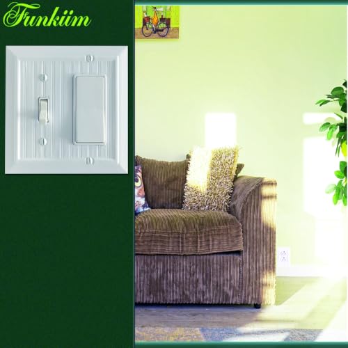 Pure White Classic Beadboard Wall Plates,Light Switch Covers,Electrical Outlet Covers, Switch Plates of Various Combination, Nature Bamboo Fiber Wall plate (2 Gang Toggle/Decorator 2 Pack) - style: 2 Gang Toggle/Decorator 2 Pack
