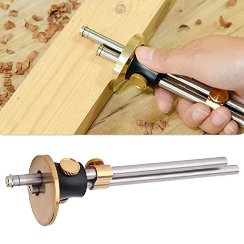 LiebeWH Wheel Marking Gauge Double Blade Woodworking Scriber with Adjustable Ruler for Precision Carpentry (biaxial) - size: 1 Count (Pack of 1)