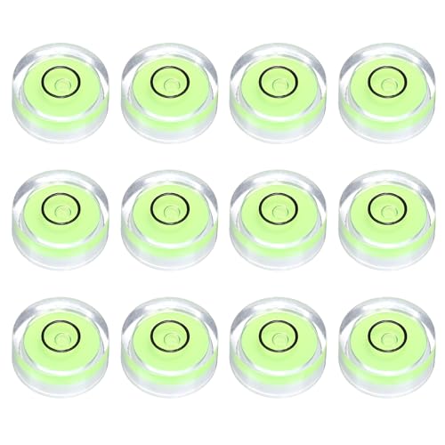 HARFINGTON 12pcs Small Circular Bubble Spirit Level 15x6mm,Green/Black - color: Green/Black, size: 15x6mm
