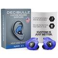 Decibullz Custom Molded Ear Plugs, 31dB NRR Shooting Ear Protection (Blue) - color: Blue