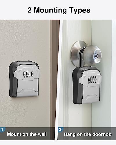Puroma Key Lock Box for House Keys Combination Lockbox with Code, 1 Gray - color: Gray