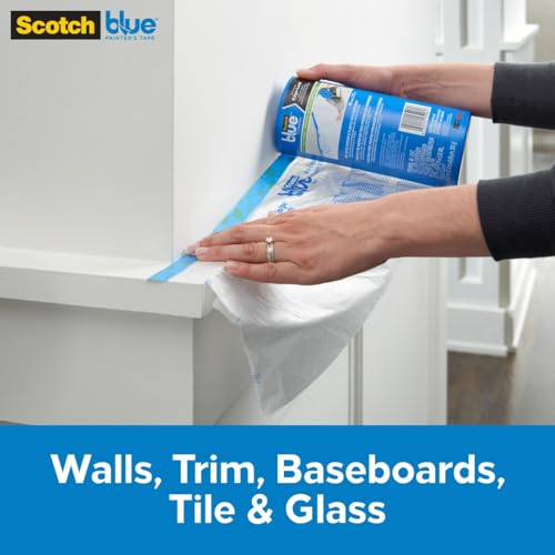 ScotchBlue Tape and Plastic with Dispenser, 24 Inch Wide, PT2093-24-S - size: 24" Width, style: With Dispenser