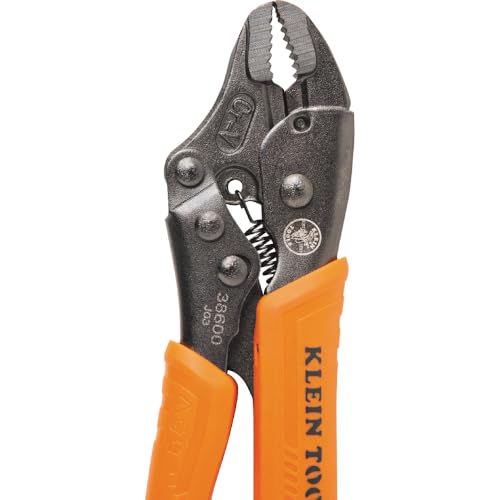 Klein Tools 38600 Curved Jaw Locking Pliers with Quick Release Handles, Intuitive Thumb Knob, High Torque, Mole Grips for Clamping and Gripping, 5-Inch - size: 5-Inch