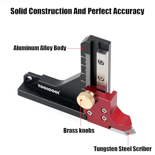TOOLCOOL Table Saw Height Gauge Router Depth Gauge Tool Setting Gauge with Scriber Marking Tool Function (Metric)