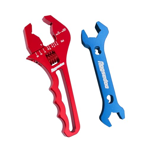 3AN-20AN AN Fitting Wrench AN Fitting Tool for AN Hose Fitting Assembly Adjustable Lightweight Aluminum Red With Double-ended AN Wrench 6AN Socket-AN8 B-nut Blue - color: Red, size: 3AN-20AN