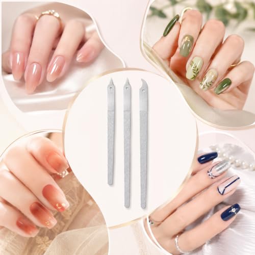 6 Pcs Stainless Steel Nail File Set, Professional Double Sided Metal Nail Files with Sharp Pointed Tip for Natural and Acrylic Nails, Heavy Duty Manicure Pedicure Tools for Thick Toenails (6 & 8 Inch)