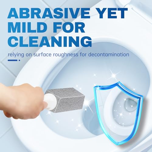 Vacplus Toilet Brush, 2 Pack, 100% Pumice Stone, Long Handle | Toilet Bowl Cleaner, Pool, Bathroom Sink, Removes Limescale Rust - color: Gray(2x Efficiency), size: 2 Count (Pack of 1)