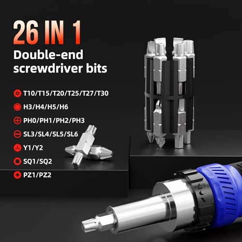 SHARDEN 26-in-1 Ratcheting Screwdriver Set Multi Screwdriver Tool Kit - color: Blue, size: Ratchet-NonExtendable