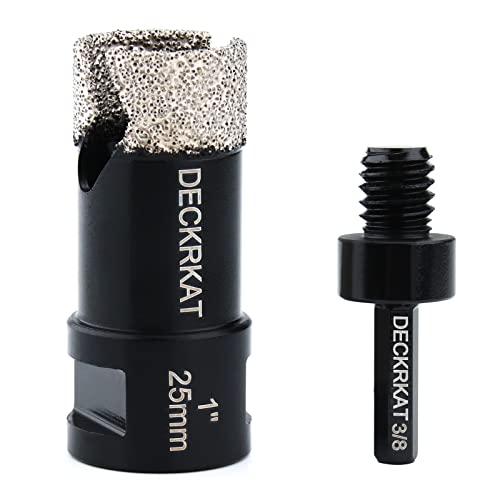Dry Diamond Core Drill Bits 1 inch with Slots 25mm Diamond Hole Saws, with 5/8-11 Thread to 3/8” Hex Shank Adapter Fit Both Angle Grinders & Electric Drills for Porcelain Granite Tiles Brick Concrete - size: 1”（25mm）