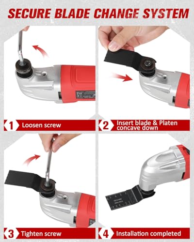 AVID POWER Oscillating Tool 3°Oscillation Angle 22,000 OPM Oscillating Saw - color: Red
