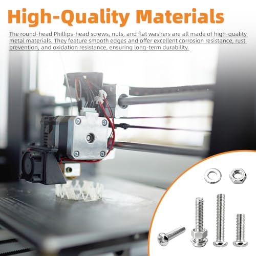 840PCS M3 Screws Assortment Kit, Phillips Round Head M3 Machine Screws Nuts and Washers Set, Zinc Plated Metric Fasteners Assortment for 3D Printer, Furniture Repair and DIY Projects