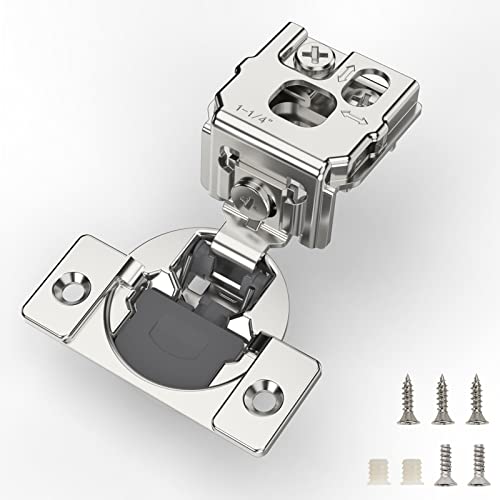 FURNIWARE 20 Pieces Soft Closing Cabinet Hinges, 1-1/4 inch Overlay Cabinet Hardware Hinges Nickel Plated- 105 Degree - color: Satin Nickel - 20 Pack, size: 1-1/4 Inch