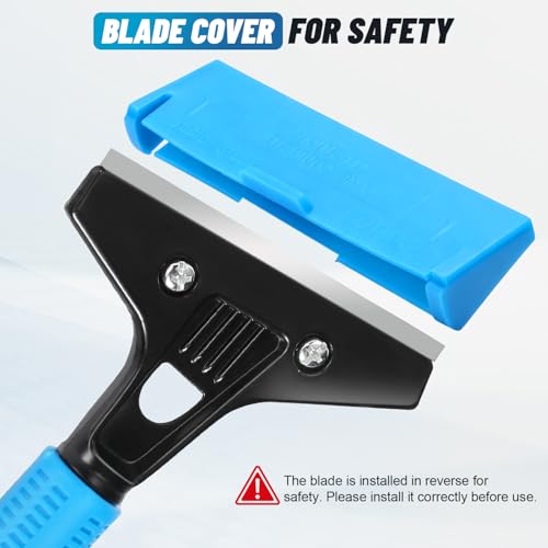 Floor Scraper Heavy Duty, Adjustable 8"-72" Long Handle Razor Blade Scraper Tool, 4 Inch Durable Paint Scraper for Cleaning Floors Walls Tile Glass Adhesive Wallpaper Popcorn Ceiling Gum (2 Pack)