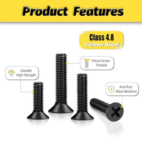 KADRICK 325Pcs M5 Countersunk Screw Kit,M5 Flat Head Bolts Nuts Washers - size: M5 325Pcs 8-30mm
