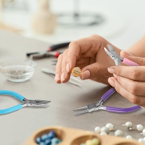 5 Pcs Jewelry Making Pliers Tools, Needle/Round/Chain/Bent/Zipper Pliers - style: 5pcs-Mixed Color