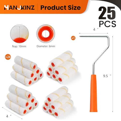 24 Pack Microfiber Paint Roller 4 Inch, 3/8 Inch Nap - size: 4 Inch,24 Pack