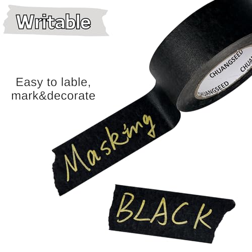 CHUANGSEED 3-Pack Black Painters Tape 1.88 Inches x 60 Yards Black Masking Tape Bulk - Sharp Edge Line Technology, Produces Sharp Lines Residue-Free and Artisan Grade Wall Trim Tape - color: Black