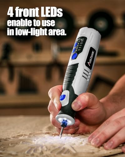 AVID POWER 8V Cordless Rotary Tool 5 Speeds Dog Nail Grinder 4 LED Lights - color: Grey