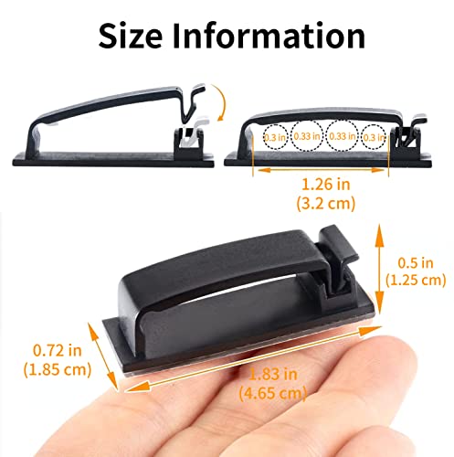 Cable Clips 50PCS, Self Adhesive Cable Management Clips, Cord Organizer Wire Clips Cord Holder for Appliances PC Wall Ethernet Cable Under Desk Nightstand Home Office Car - size: Large-50Pack